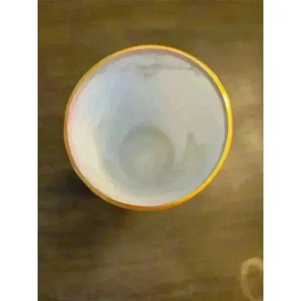 Vintage Painted milk glass Vase with Gold Trim Victorian scene - Picture 6 of 6